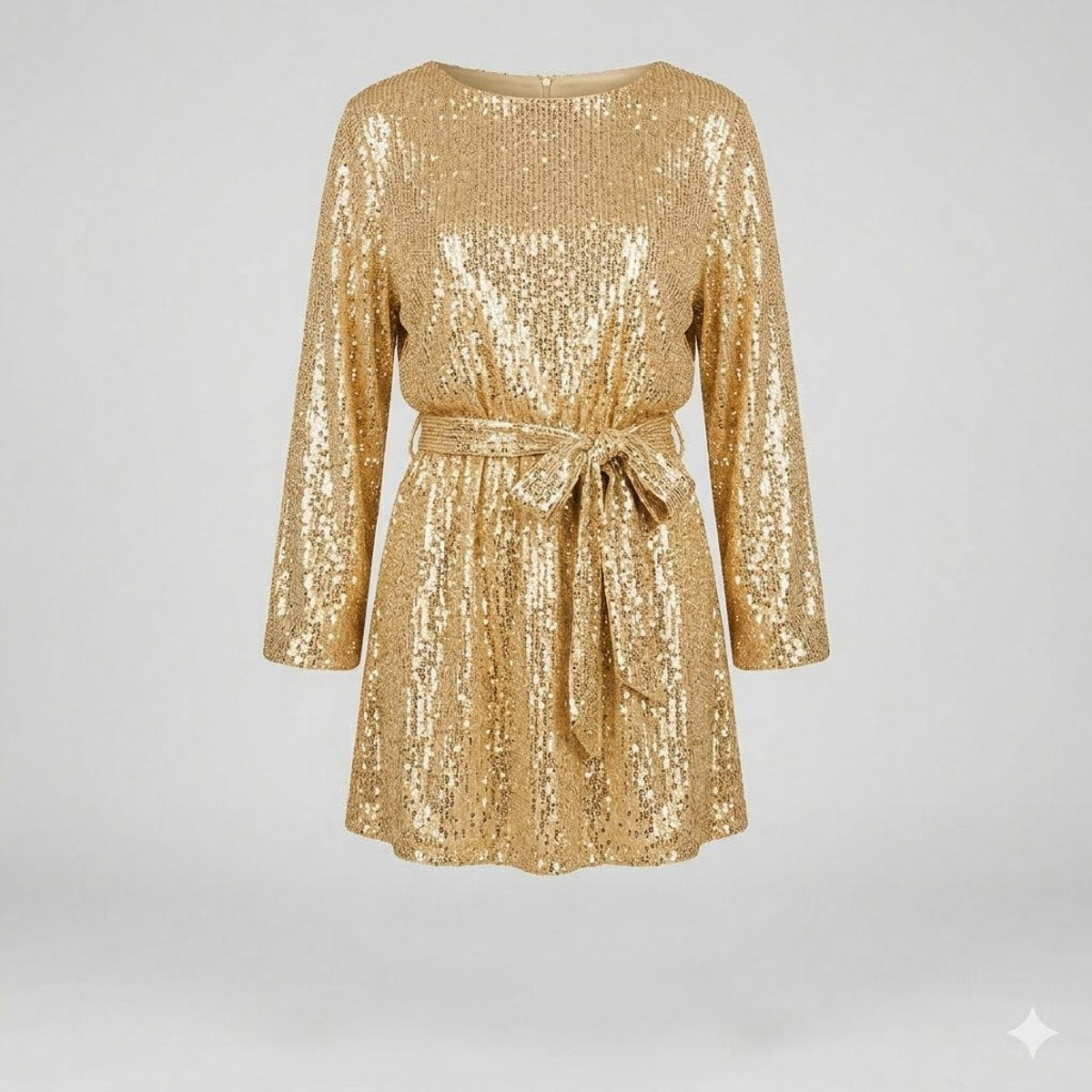 Women's Sequin Mini Summer Dress Jumpsuit Three-Quarter Sleeve Waist Tie
