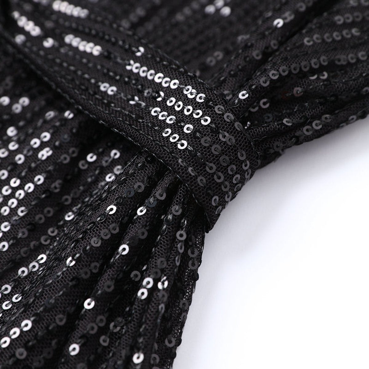 Women's Sequin Mini Summer Dress Jumpsuit Three-Quarter Sleeve Waist Tie