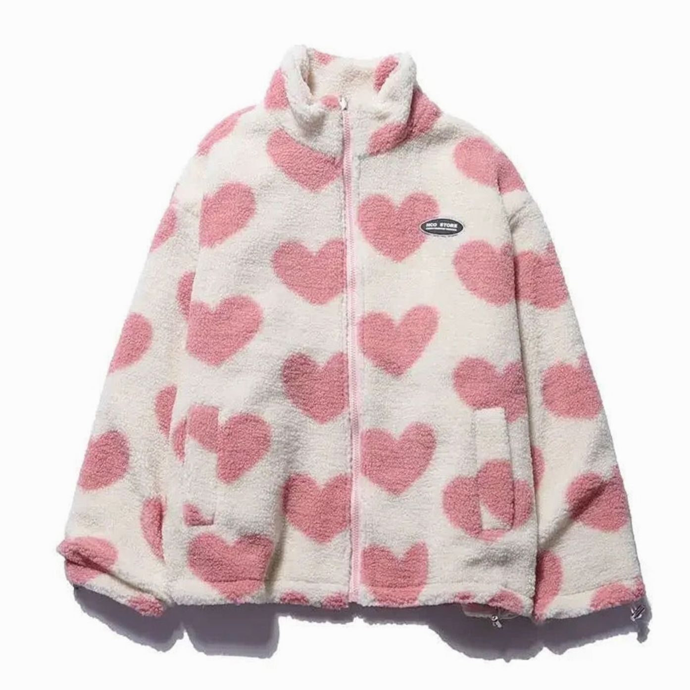 Women's Sherpa Fleece Full-Zip Heart Print Jacket