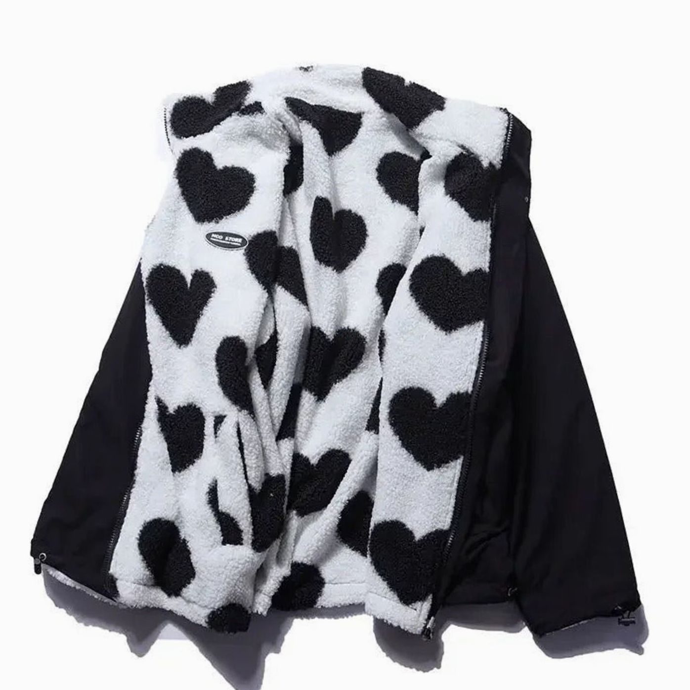 Women's Sherpa Fleece Full-Zip Heart Print Jacket