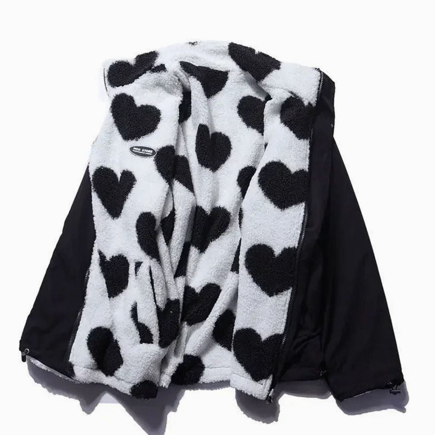 Women's Sherpa Fleece Full-Zip Heart Print Jacket
