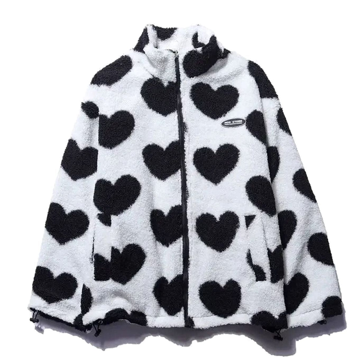 Women's Sherpa Fleece Full-Zip Heart Print Jacket