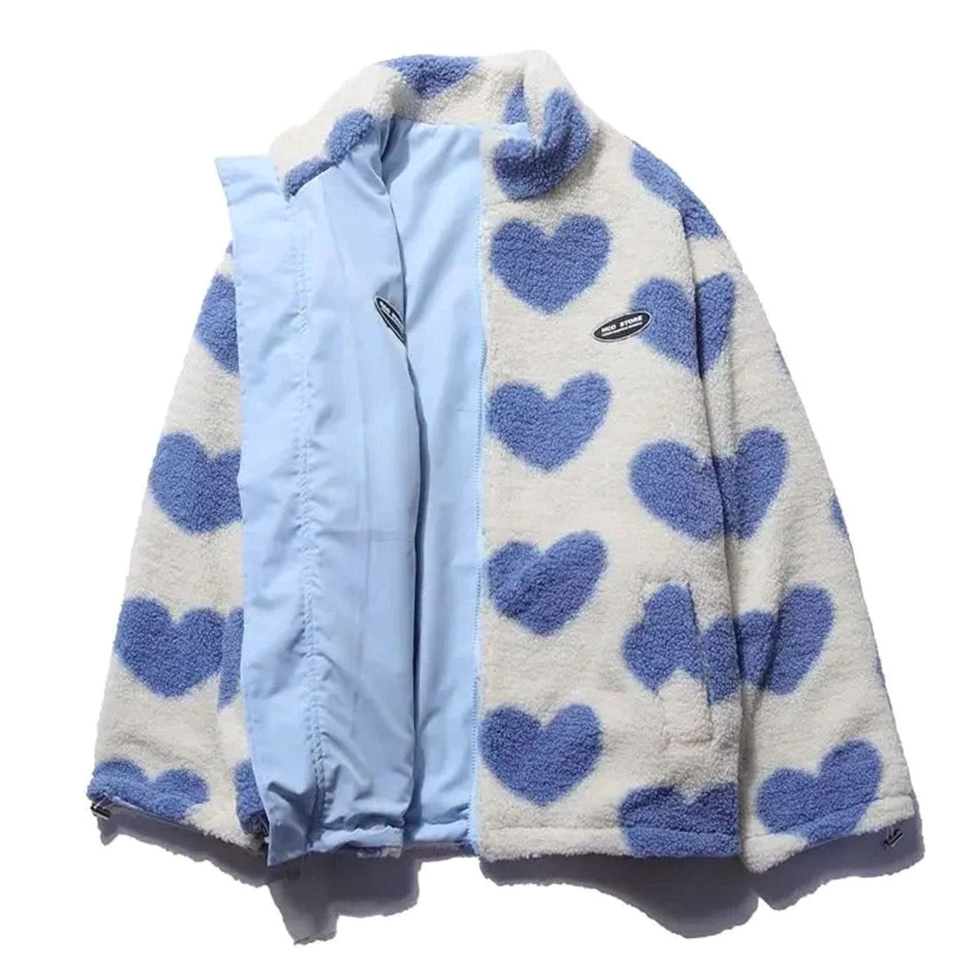 Women's Sherpa Fleece Full-Zip Heart Print Jacket