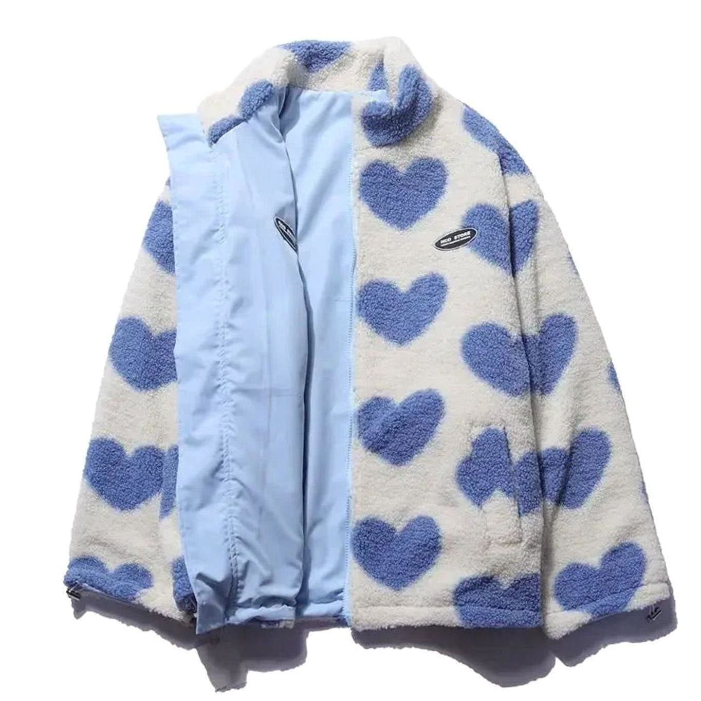 Women's Sherpa Fleece Full-Zip Heart Print Jacket