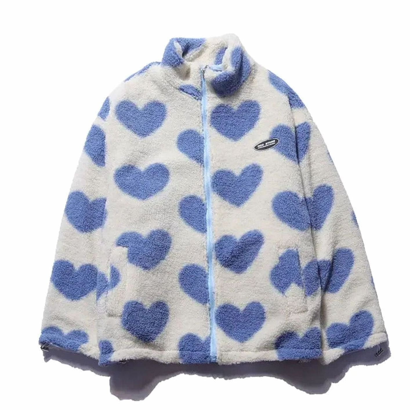 Women's Sherpa Fleece Full-Zip Heart Print Jacket