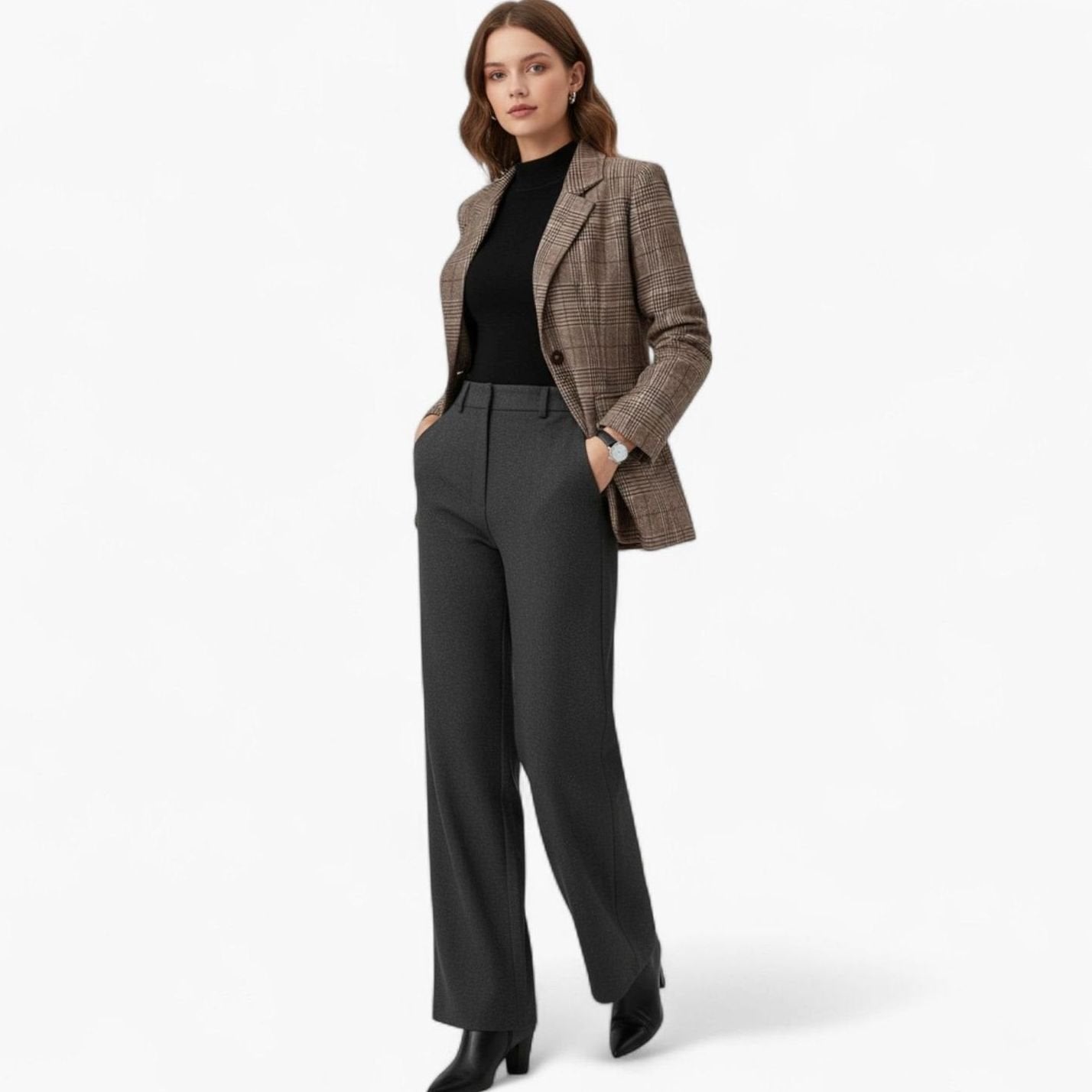 Women's Single-Breasted Heritage Plaid Tailored Blazer