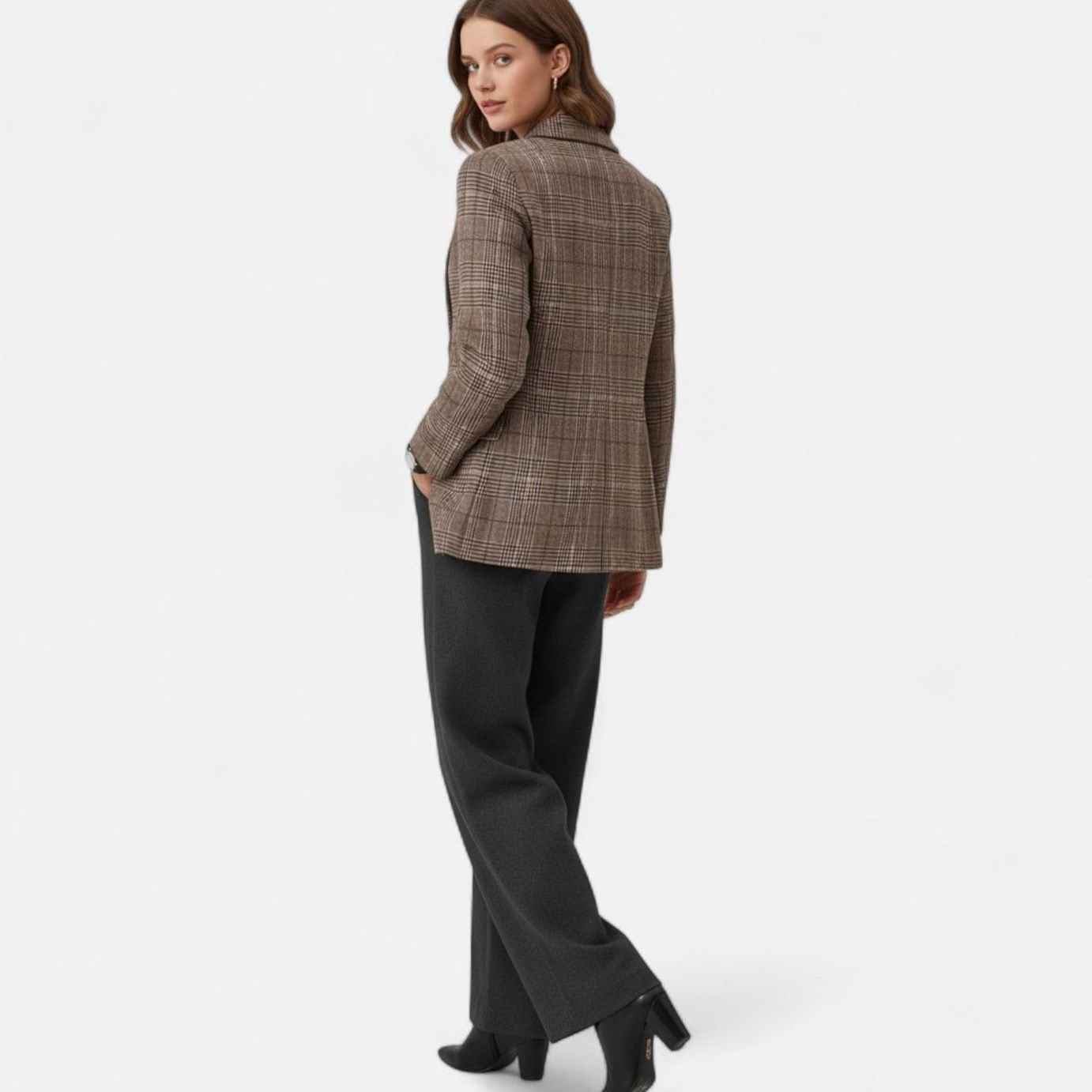 Women's Single-Breasted Heritage Plaid Tailored Blazer