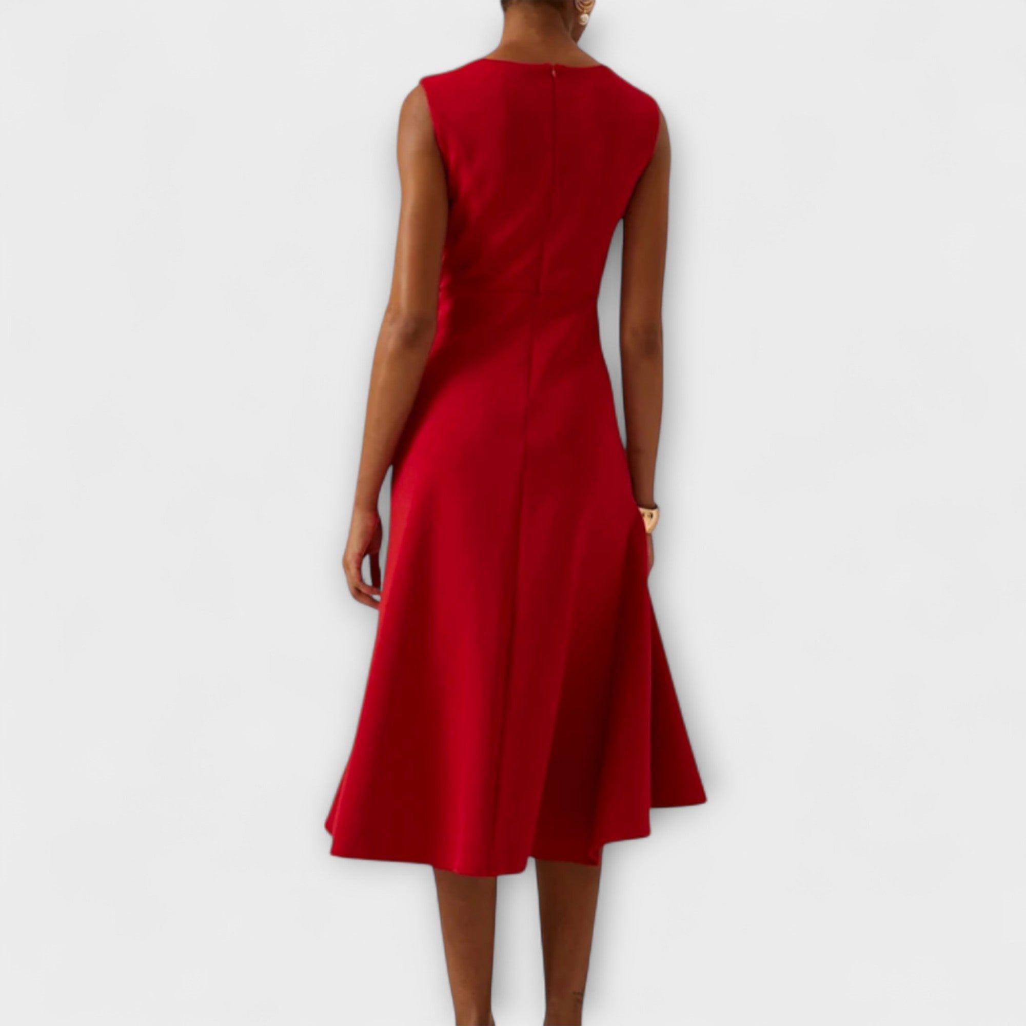 Women's Sleeveless Asymmetric Draped Midi Dress
