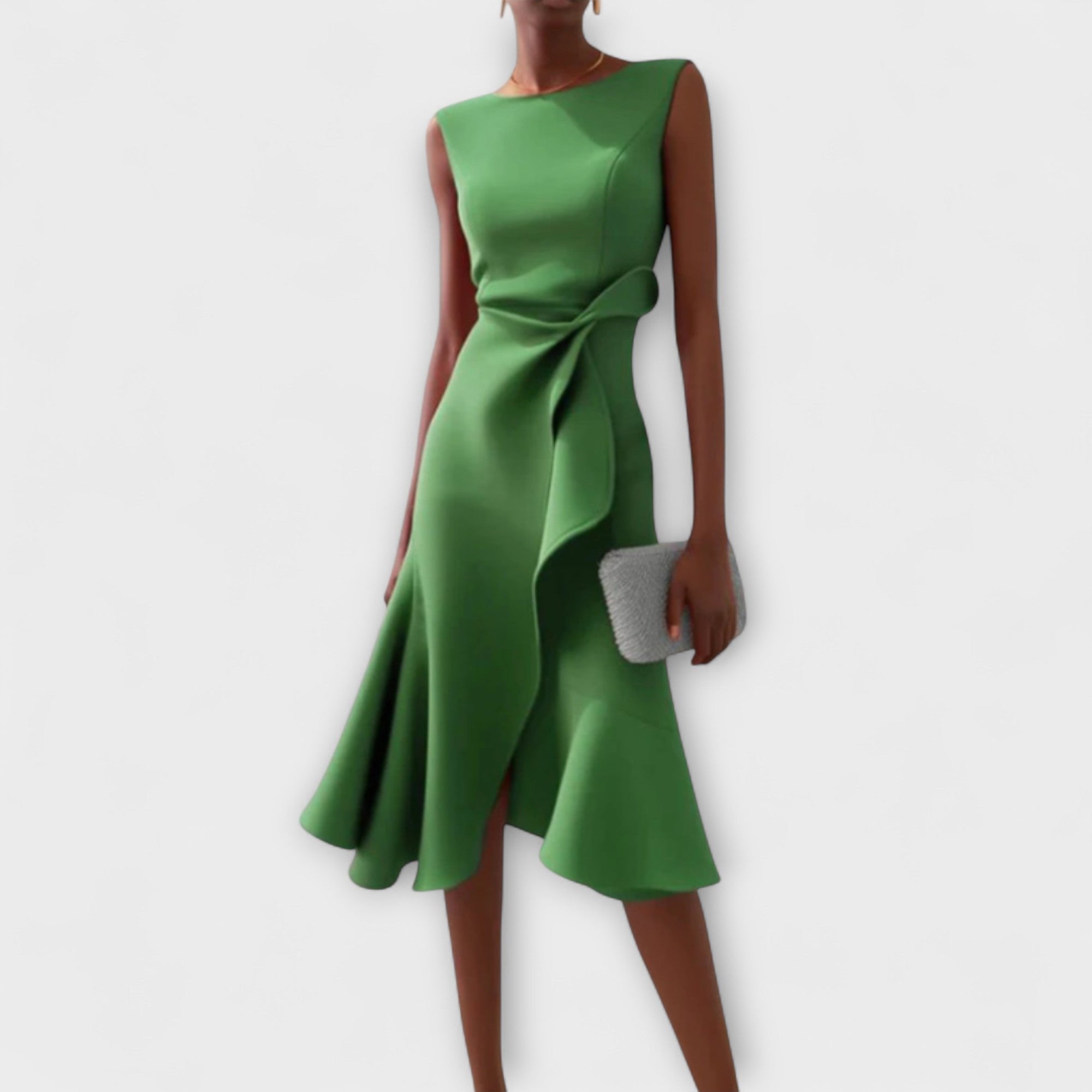 Women's Sleeveless Asymmetric Draped Midi Dress - Groen