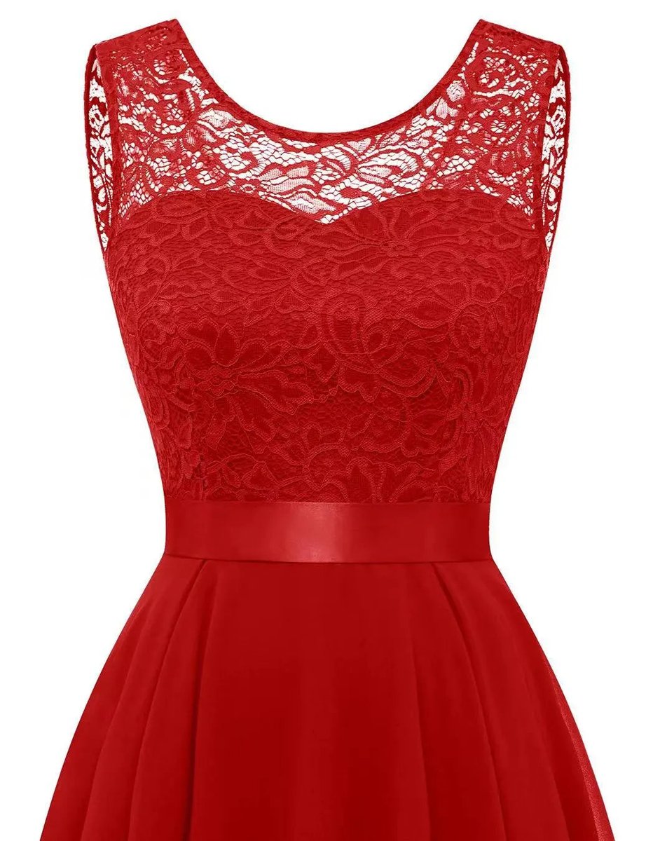 Women's Sleeveless Lace Bodice High-Low Wedding Guest Dress