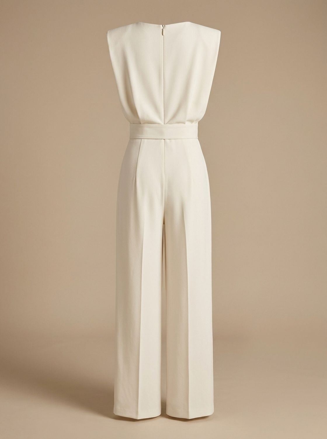 Women's Sleeveless Wide-Leg Structured Shoulder Jumpsuit