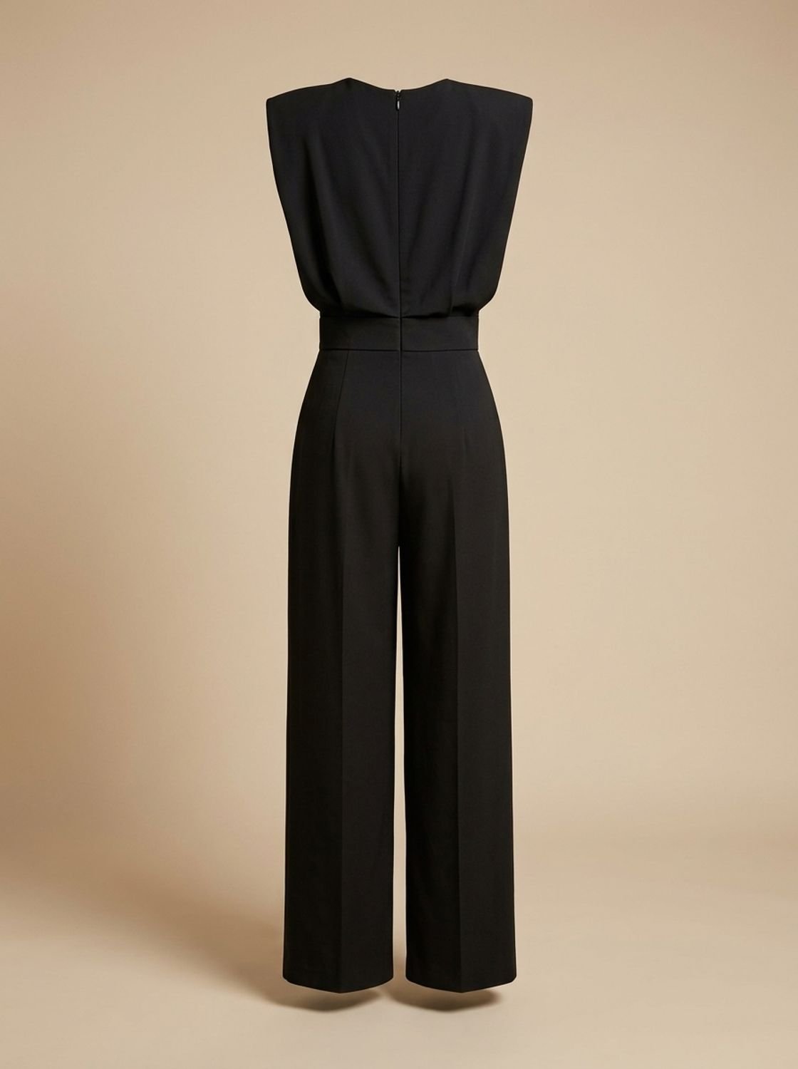 Women's Sleeveless Wide-Leg Structured Shoulder Jumpsuit