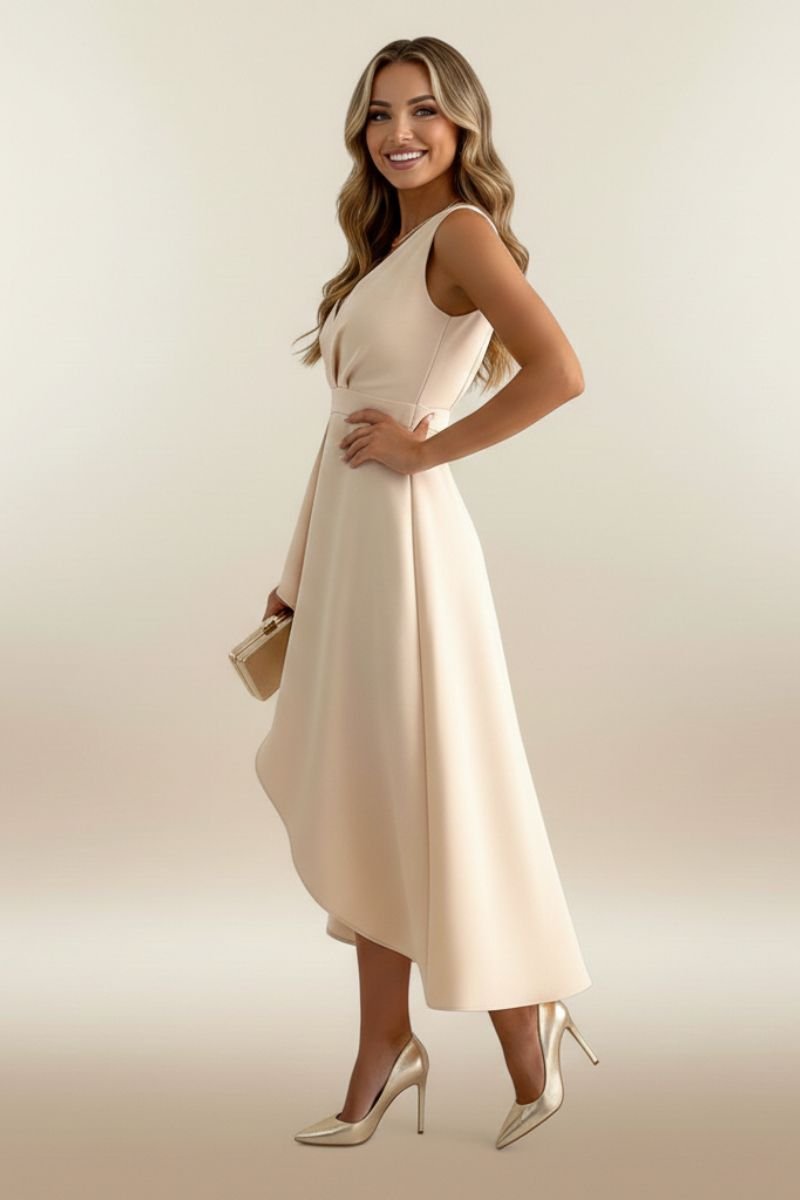 Women's Sleeveless Wrap Midi Dress V-Neck Fitted Waist
