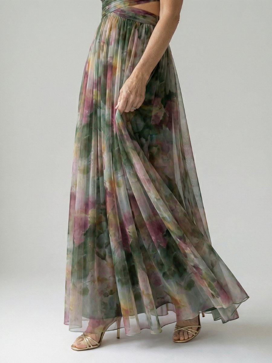 Women's Sleeveless Wrap V-Neck Floral Summer Dress Maxi