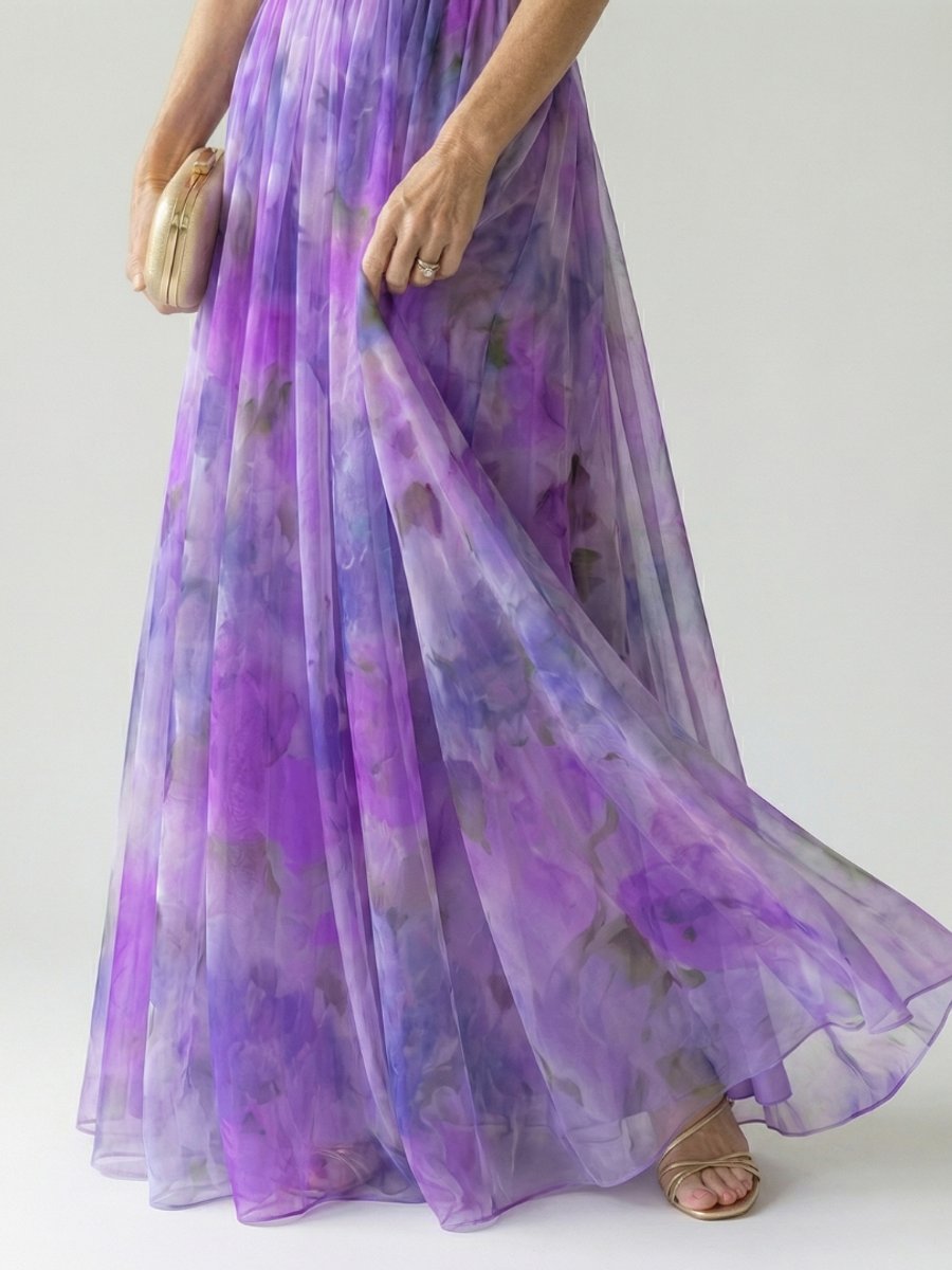 Women's Sleeveless Wrap V-Neck Floral Summer Dress Maxi
