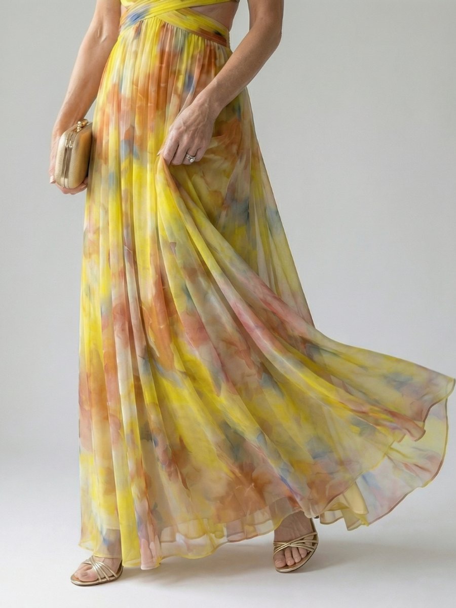 Women's Sleeveless Wrap V-Neck Floral Summer Dress Maxi