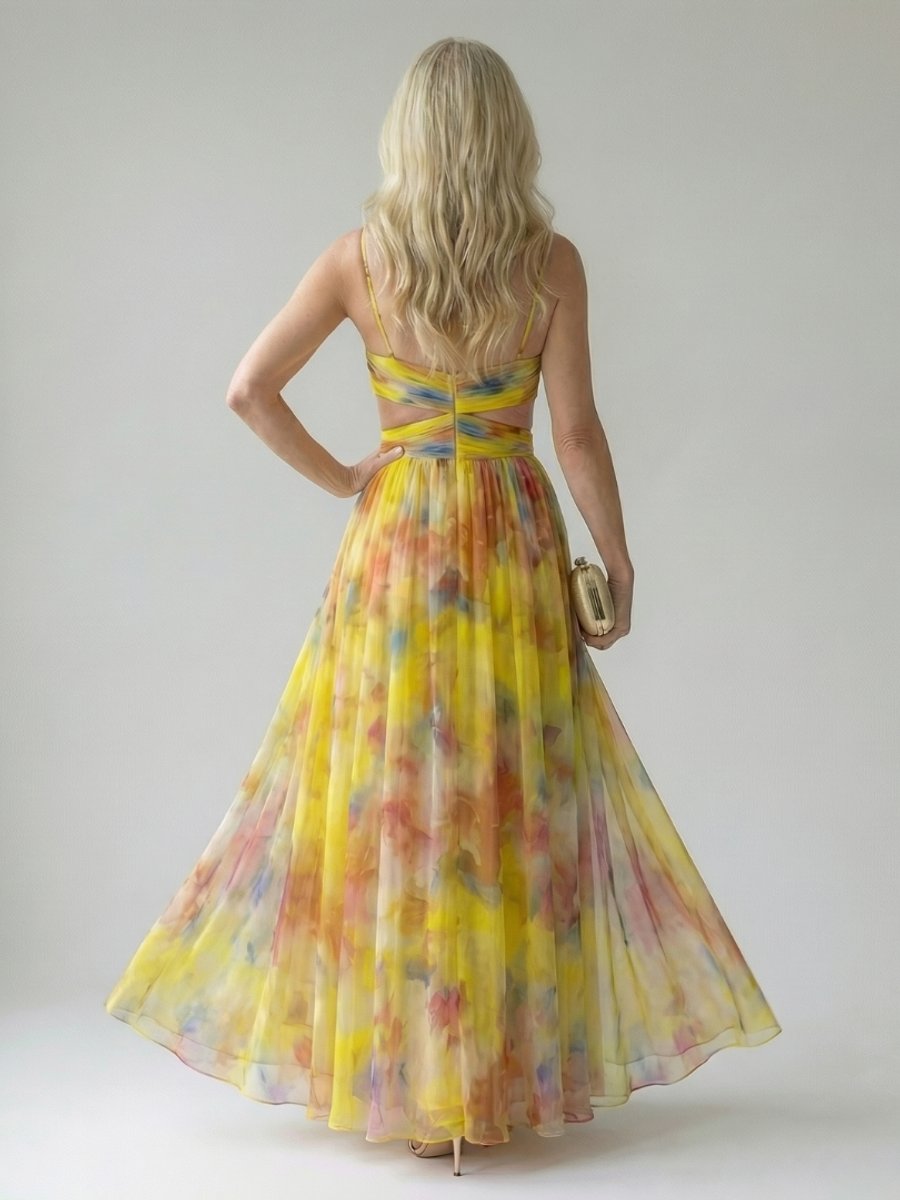 Women's Sleeveless Wrap V-Neck Floral Summer Dress Maxi