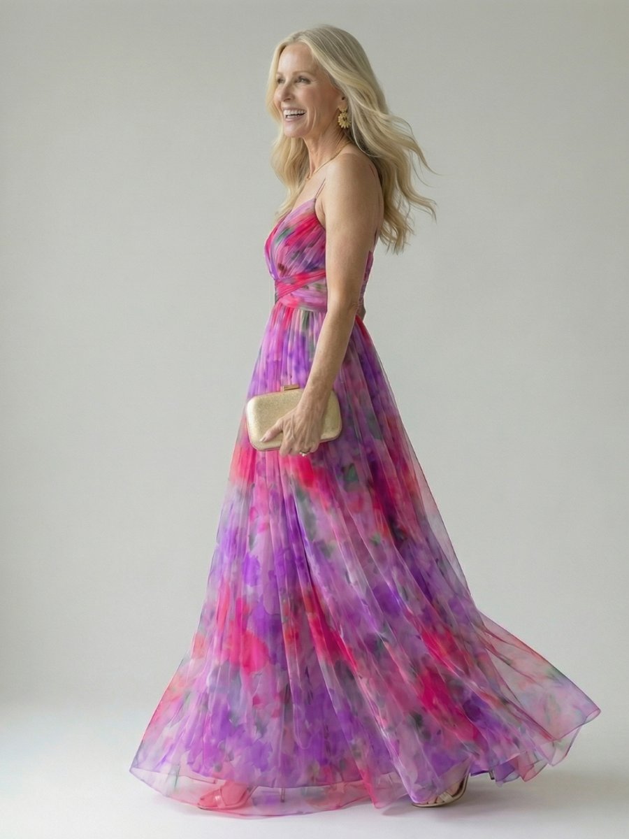 Women's Sleeveless Wrap V-Neck Floral Summer Dress Maxi