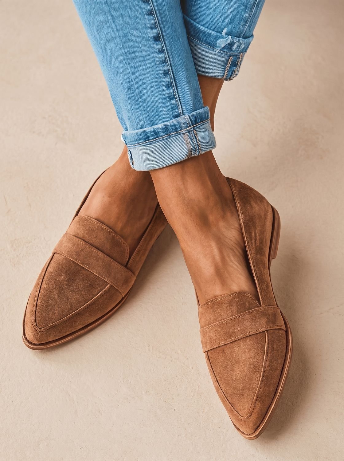 Women's Soft Suede Pointed-Toe Orthopedic Comfort Loafers - Khaki