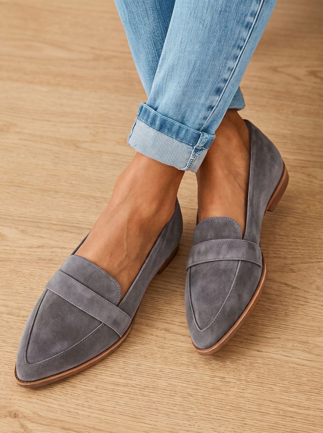 Women's Soft Suede Pointed-Toe Orthopedic Comfort Loafers - Grey