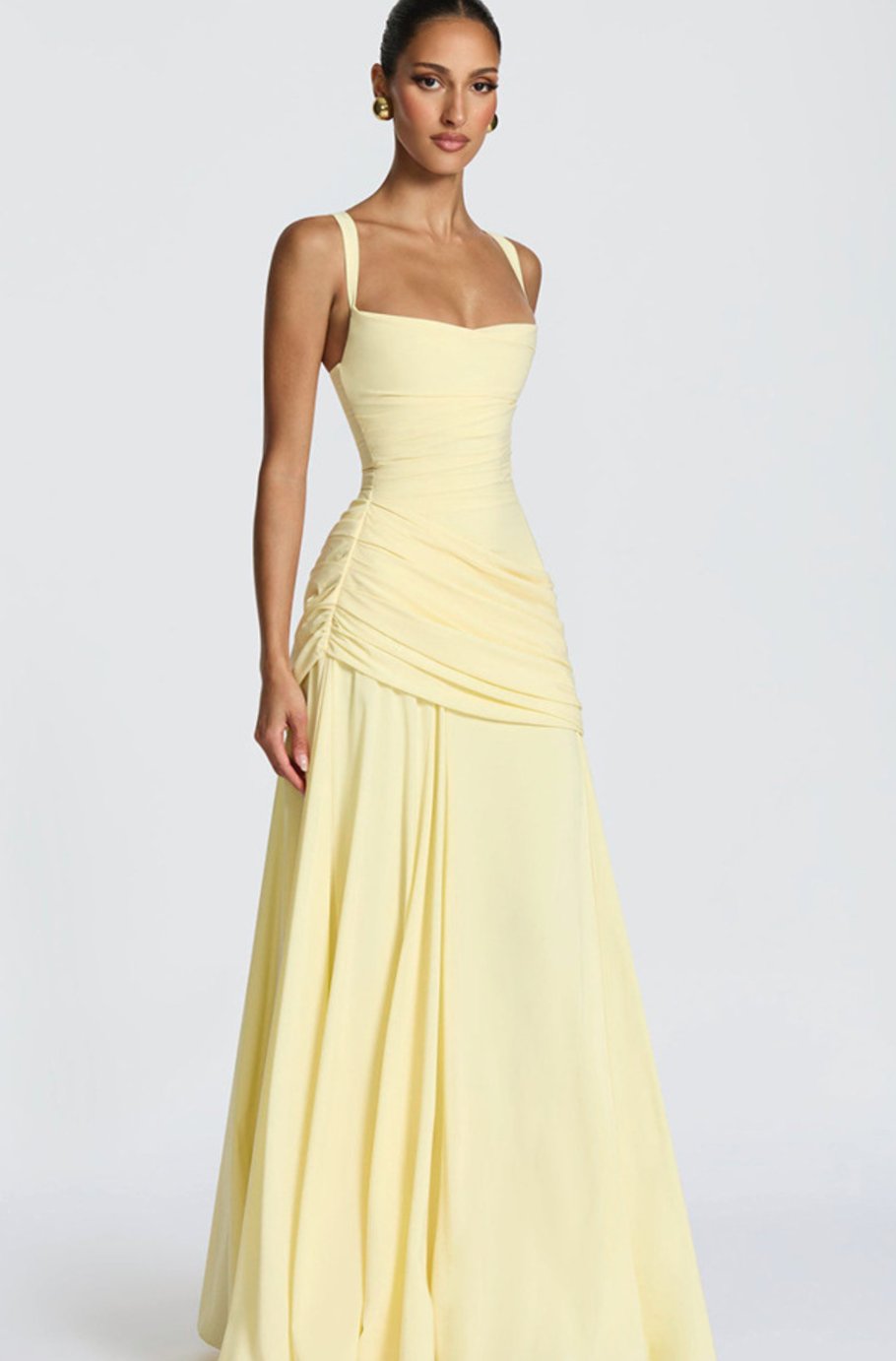 Women's Square Neck Draped Waist Sleeveless Maxi Dress