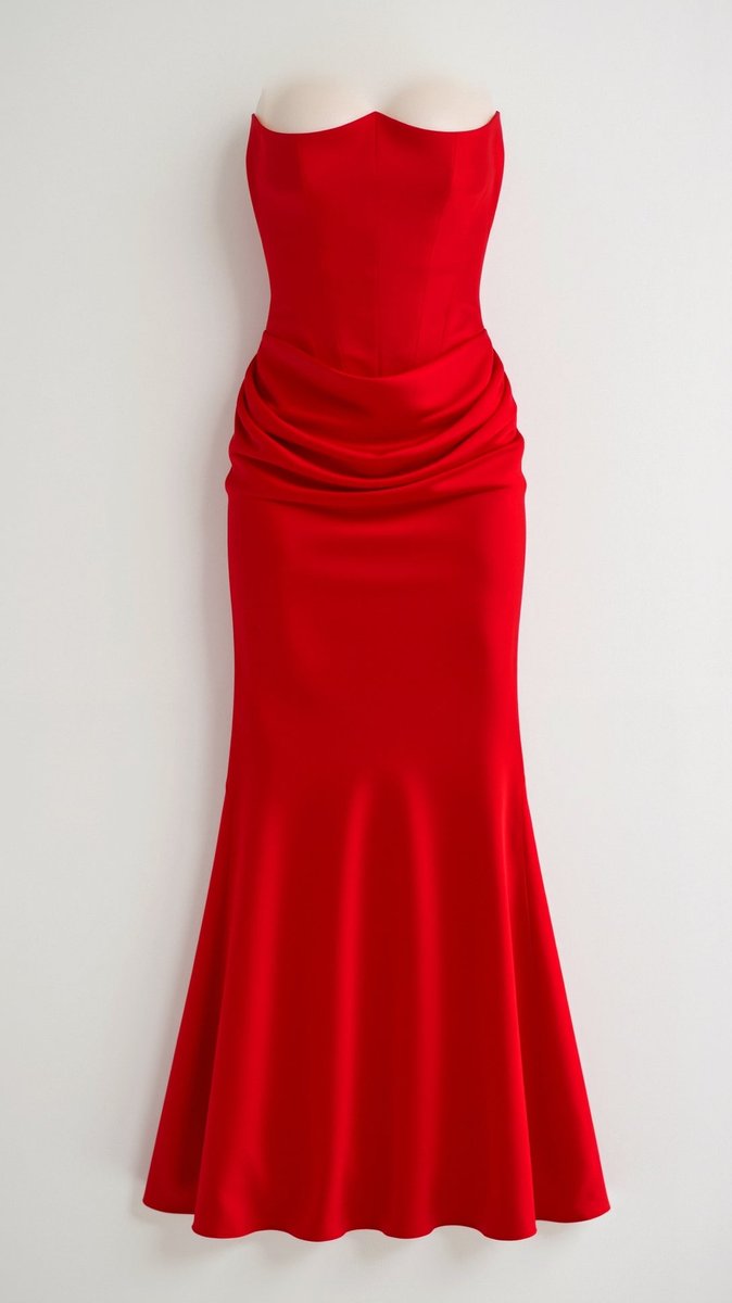 Women's Strapless Corset-Bodice Wedding Guest Dress Satin Maxi