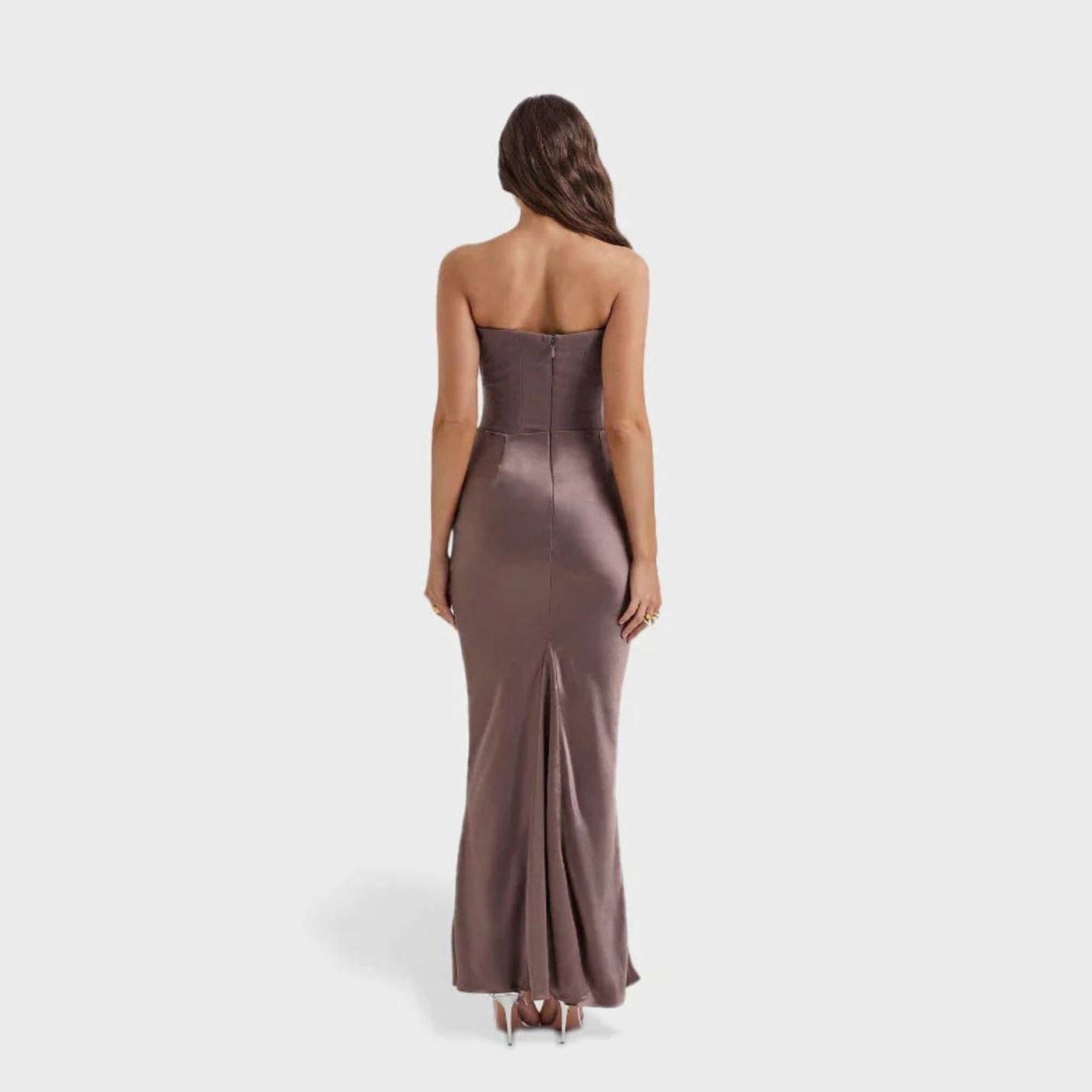 Women's Strapless Draped Corset Maxi Wedding Guest Dress