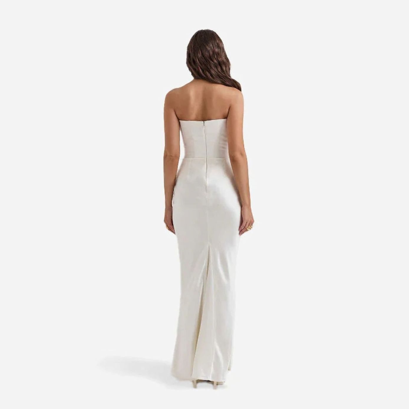 Women's Strapless Draped Corset Maxi Wedding Guest Dress, Pink
