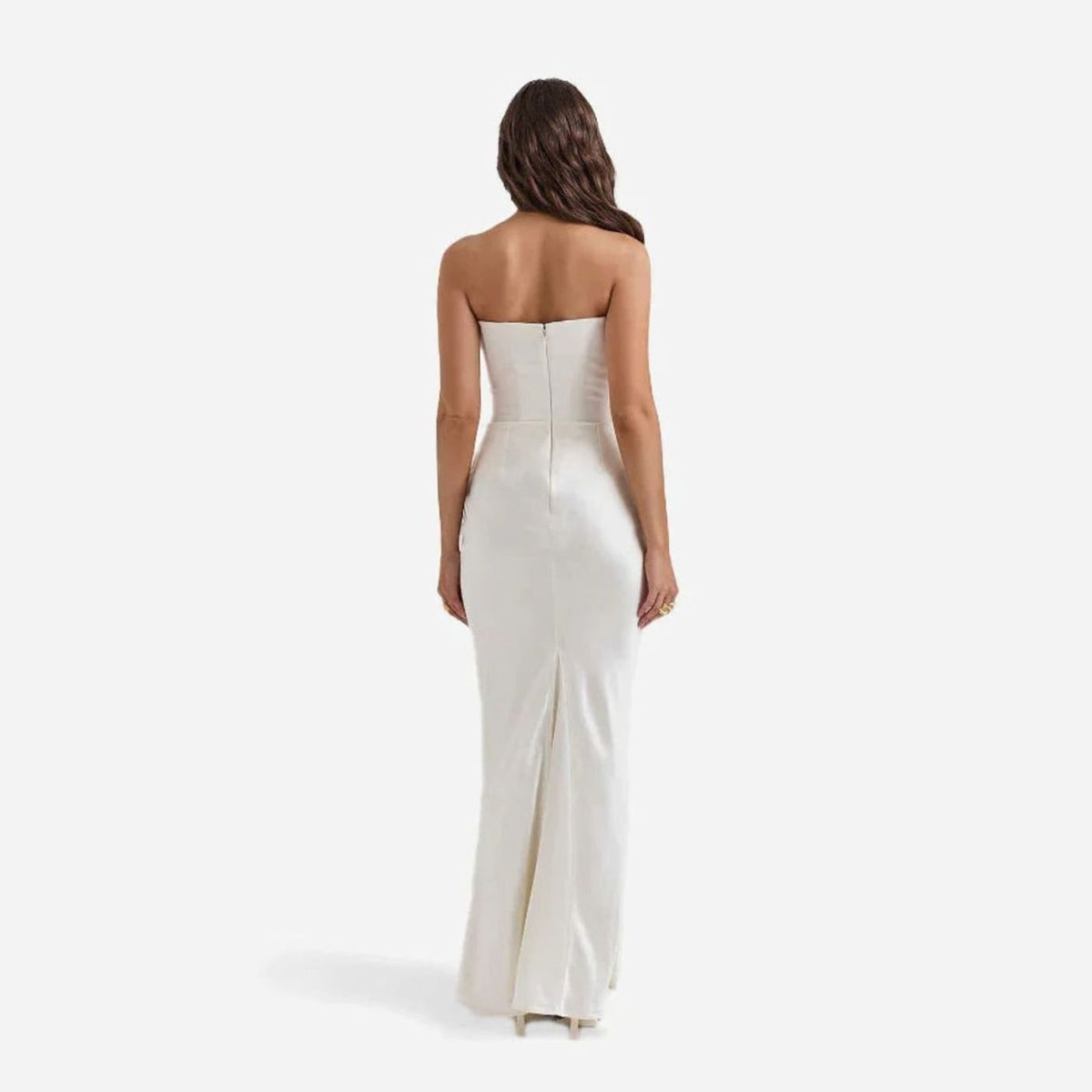 Women's Strapless Draped Corset Maxi Wedding Guest Dress, Pink