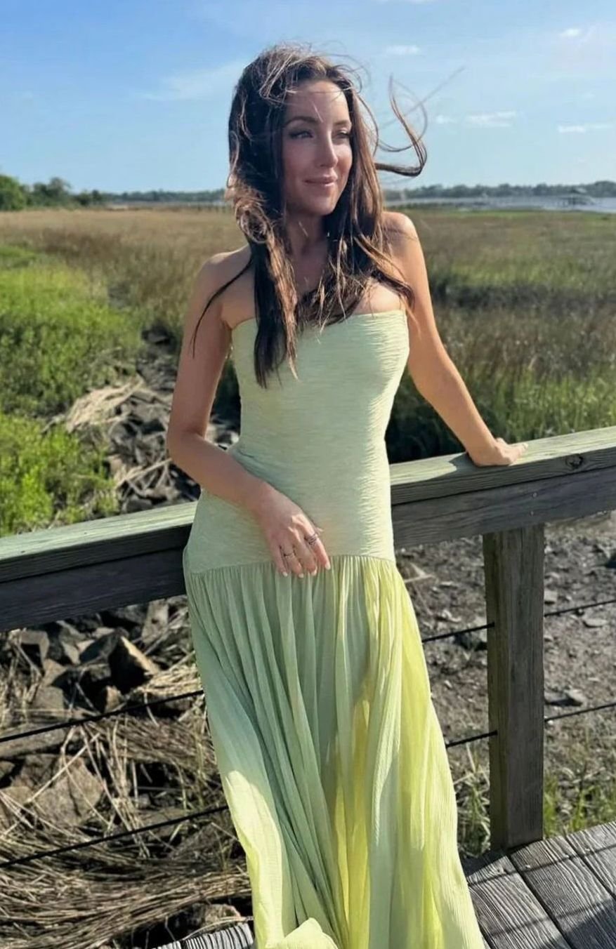 Women's Strapless Pleated Maxi Dress