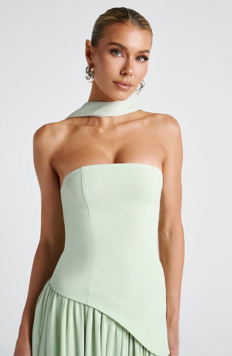Women's Strapless Scarf-Neck Split Maxi Summer Dress Jumpsuit Style Gown