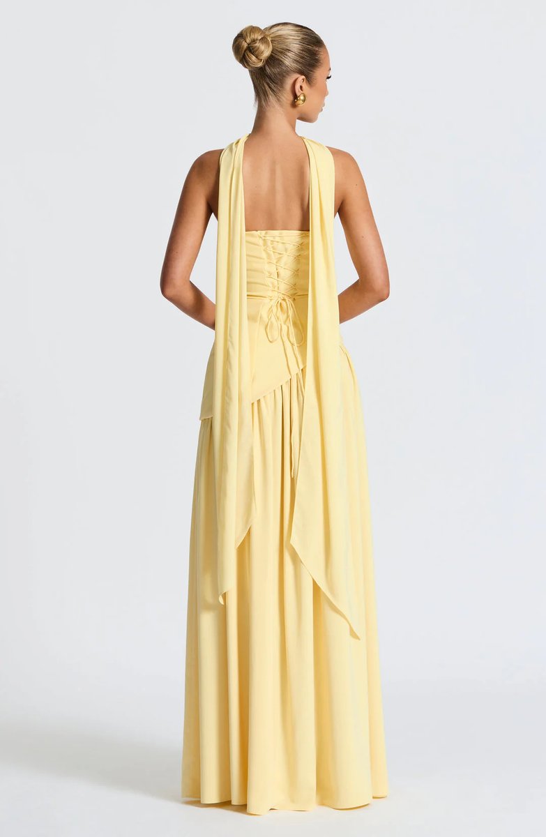 Women's Strapless Scarf-Neck Split Maxi Summer Dress Jumpsuit Style Gown