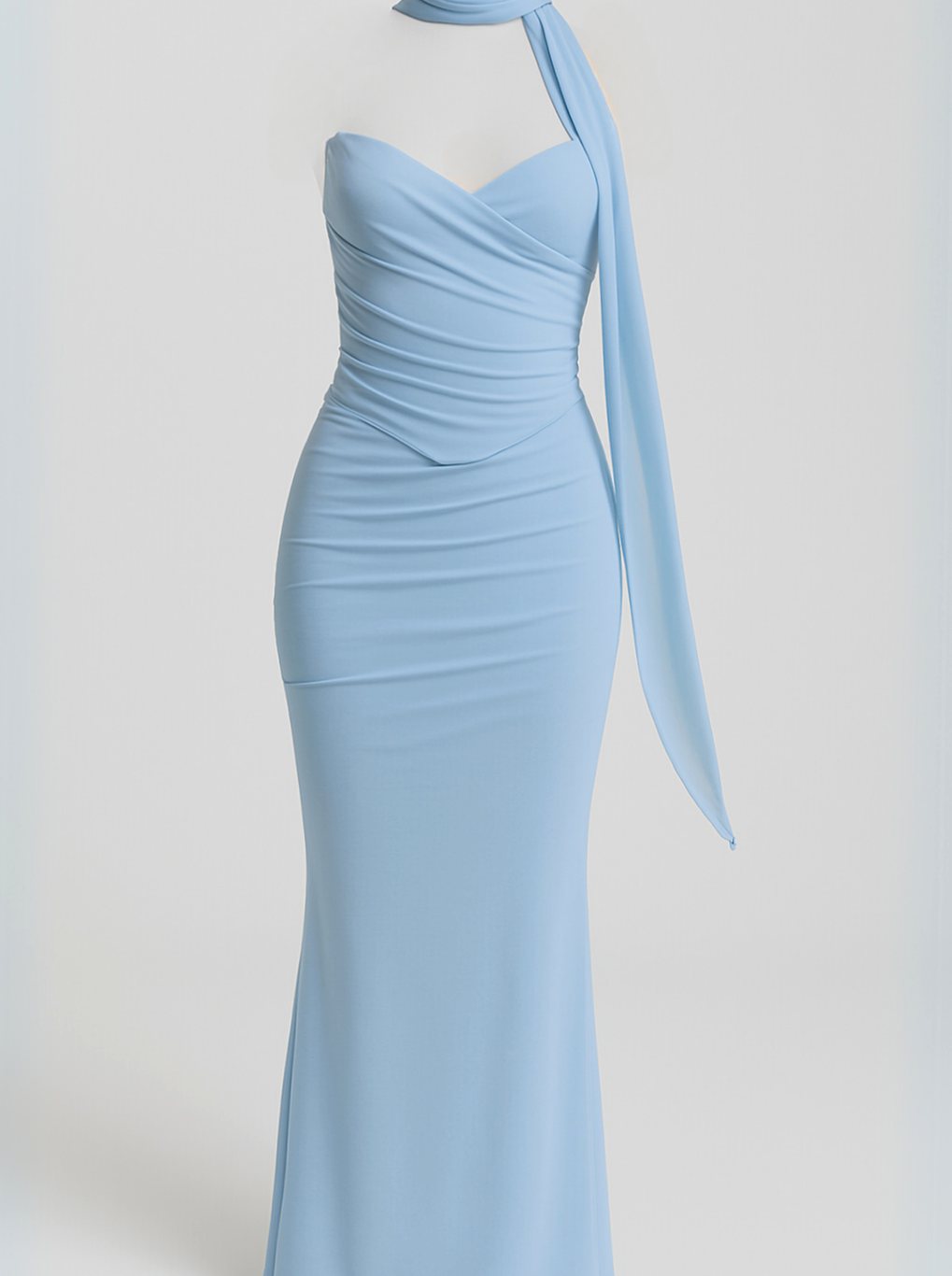Women's Strapless Sweetheart Ruched Choker Summer Maxi Dress
