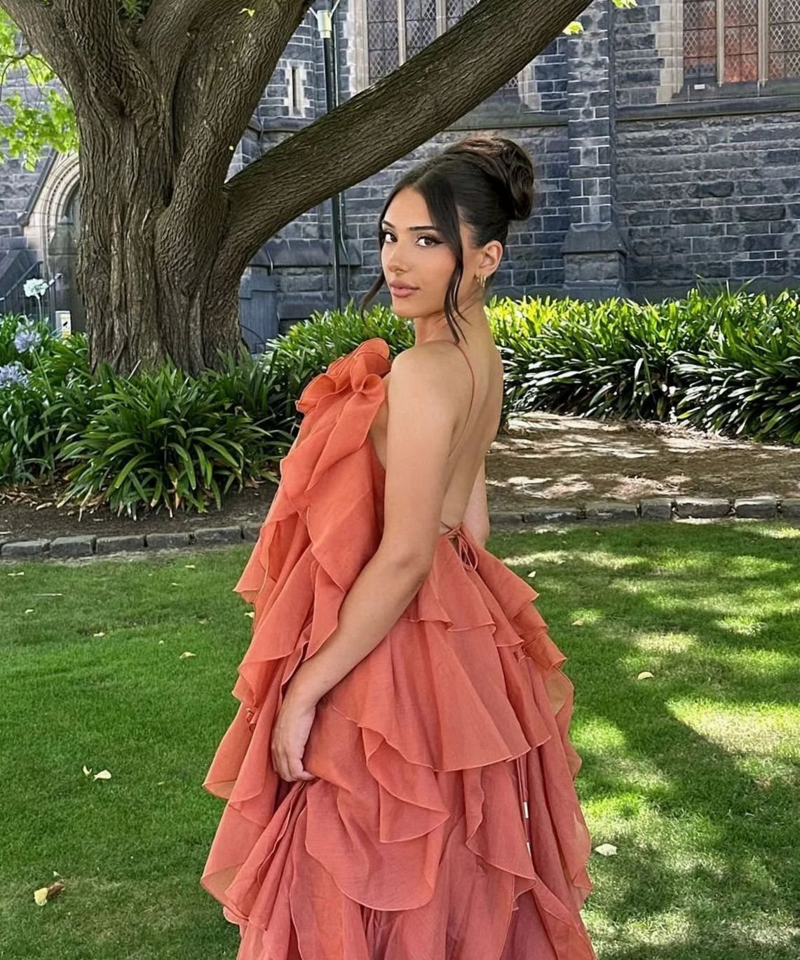 Women's Strapless Tiered Ruffle Formal Maxi Dress