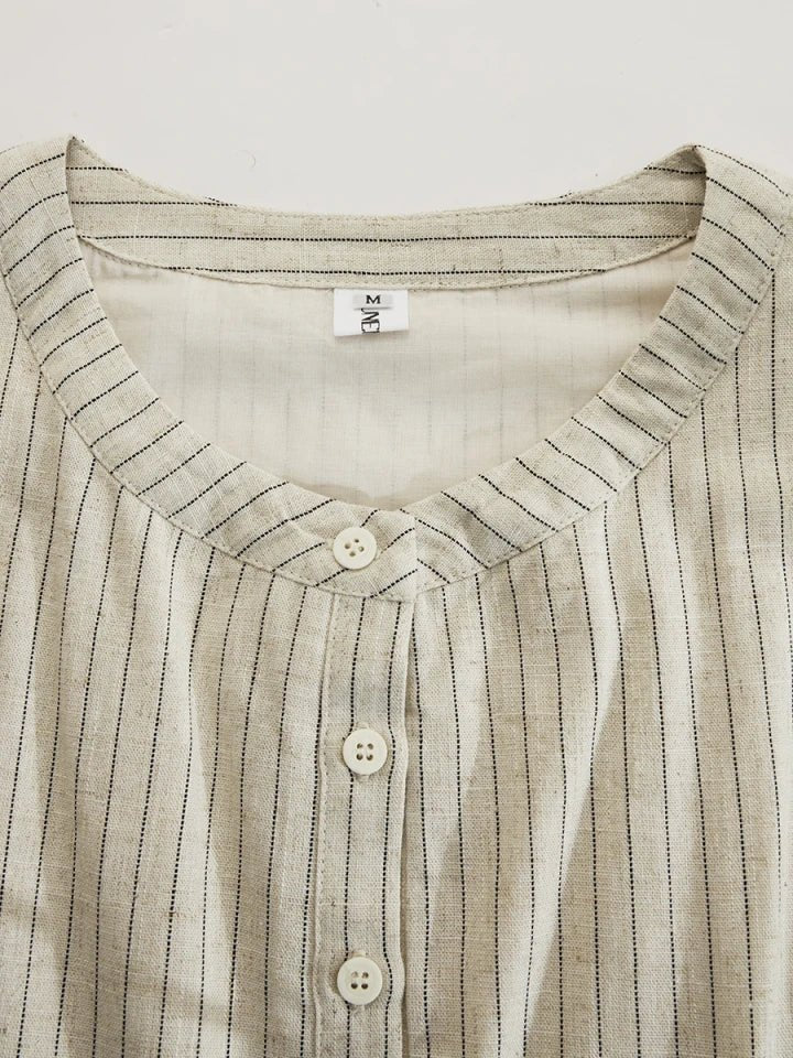 Women's Striped Button-Down Relaxed-Fit Midi Dress