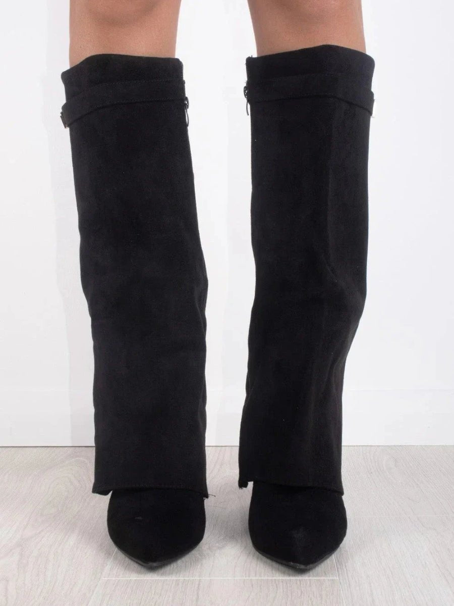 Women's Suede Knee-High Gold Hardware Boots