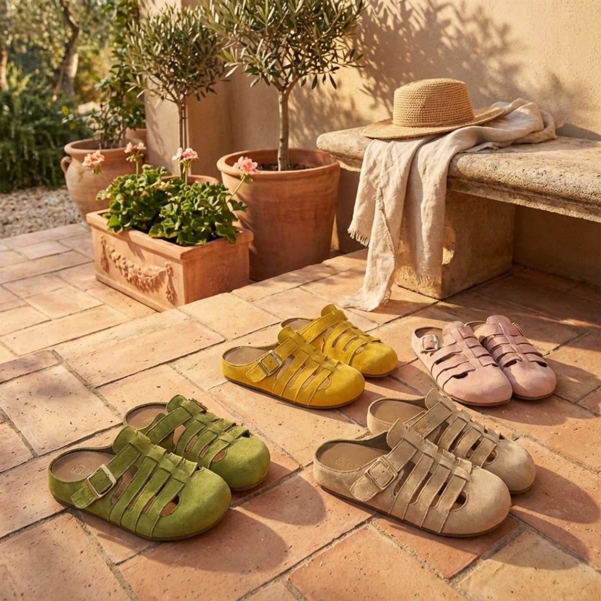 Women's Suede Slip-On Comfort Sandals Buckle Strap Mule Clogs