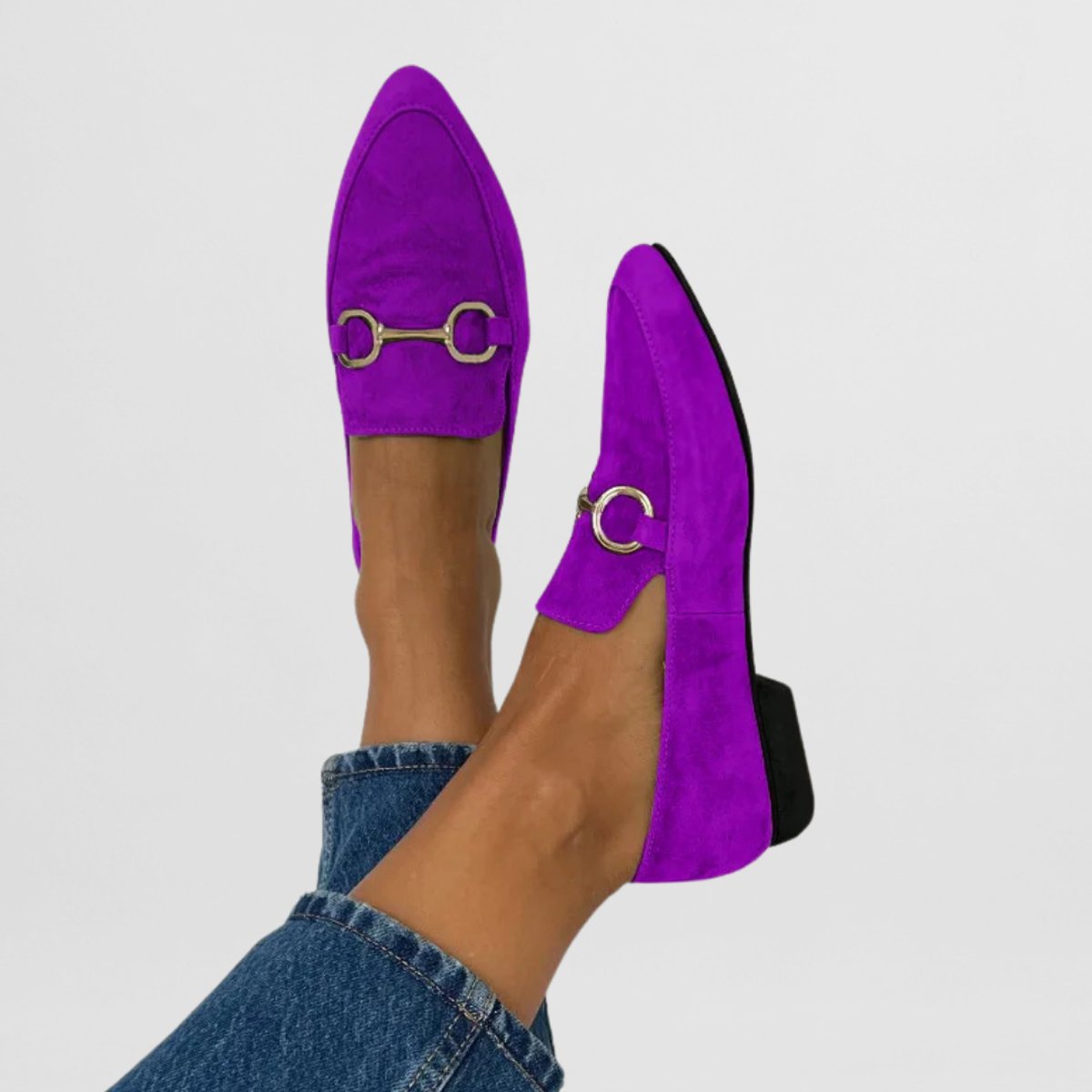 Women's Suede Slip-On Horsebit Loafers Everyday Comfort Flat Shoes - Purple