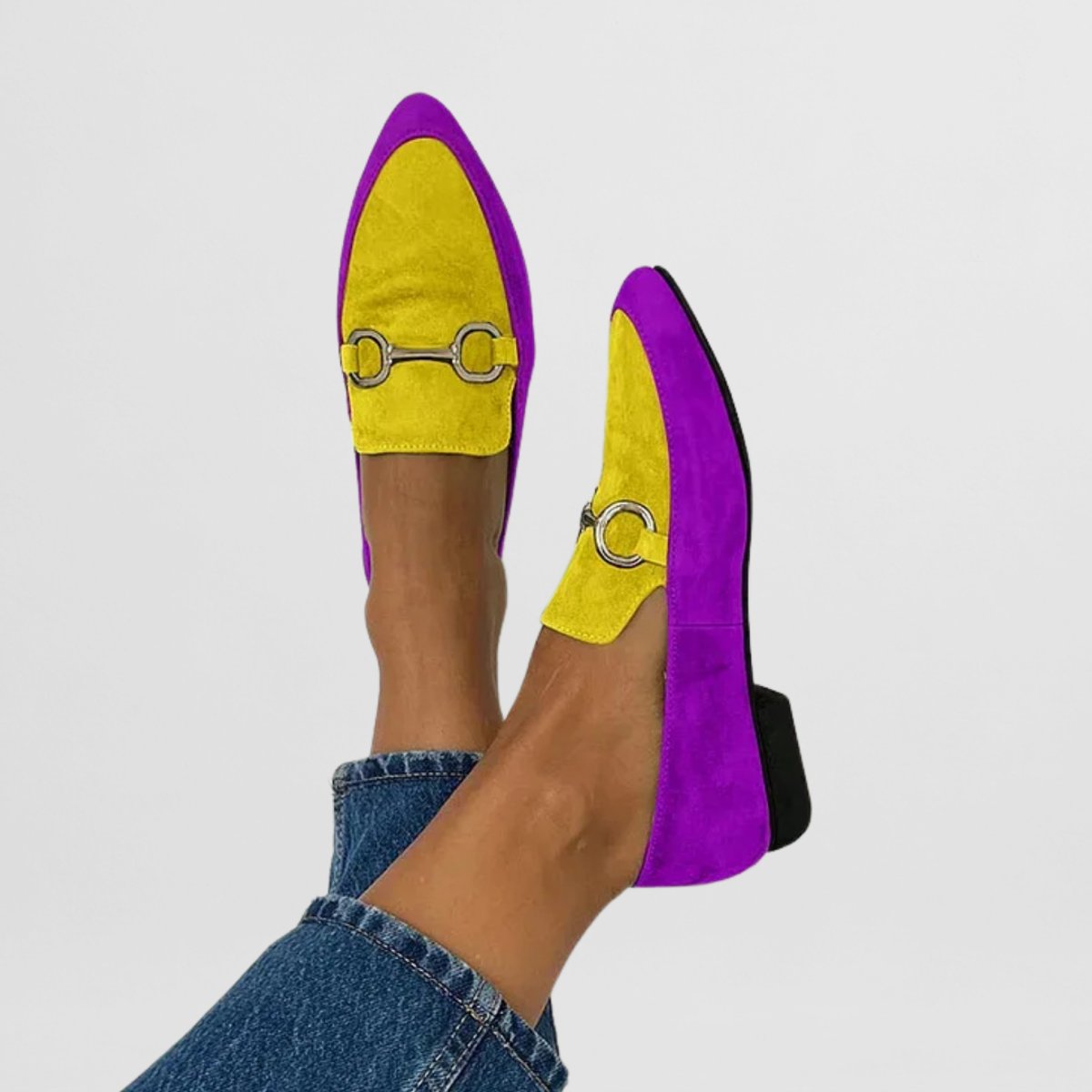 Women's Suede Slip-On Horsebit Loafers Everyday Comfort Flat Shoes - Yellow