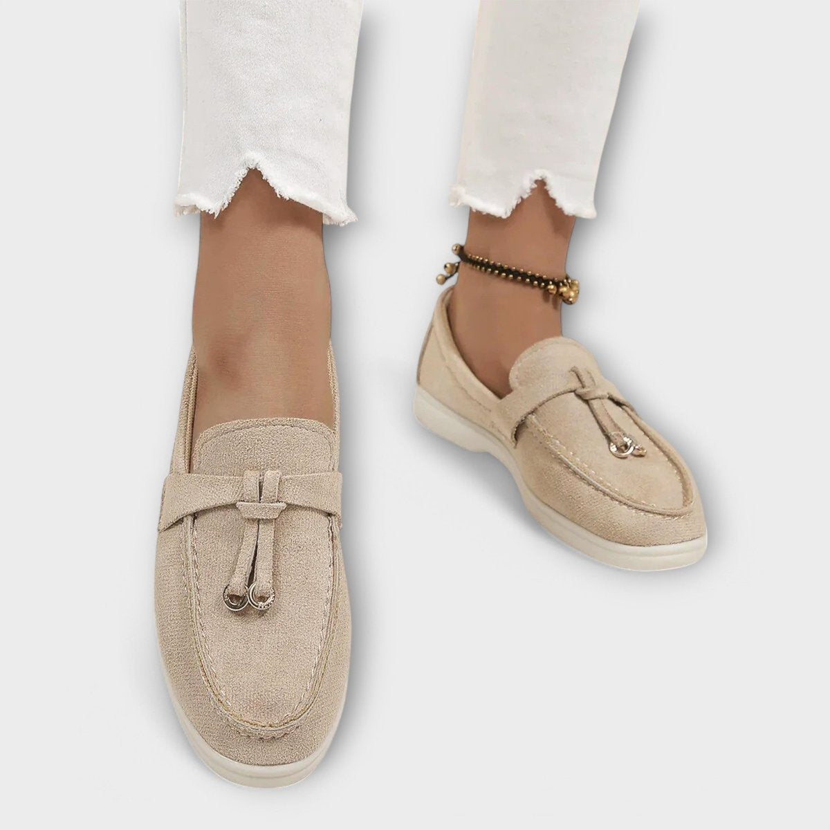 Women's Suede Slip-On Loafers Flat Casual Everyday Shoe - Khaki