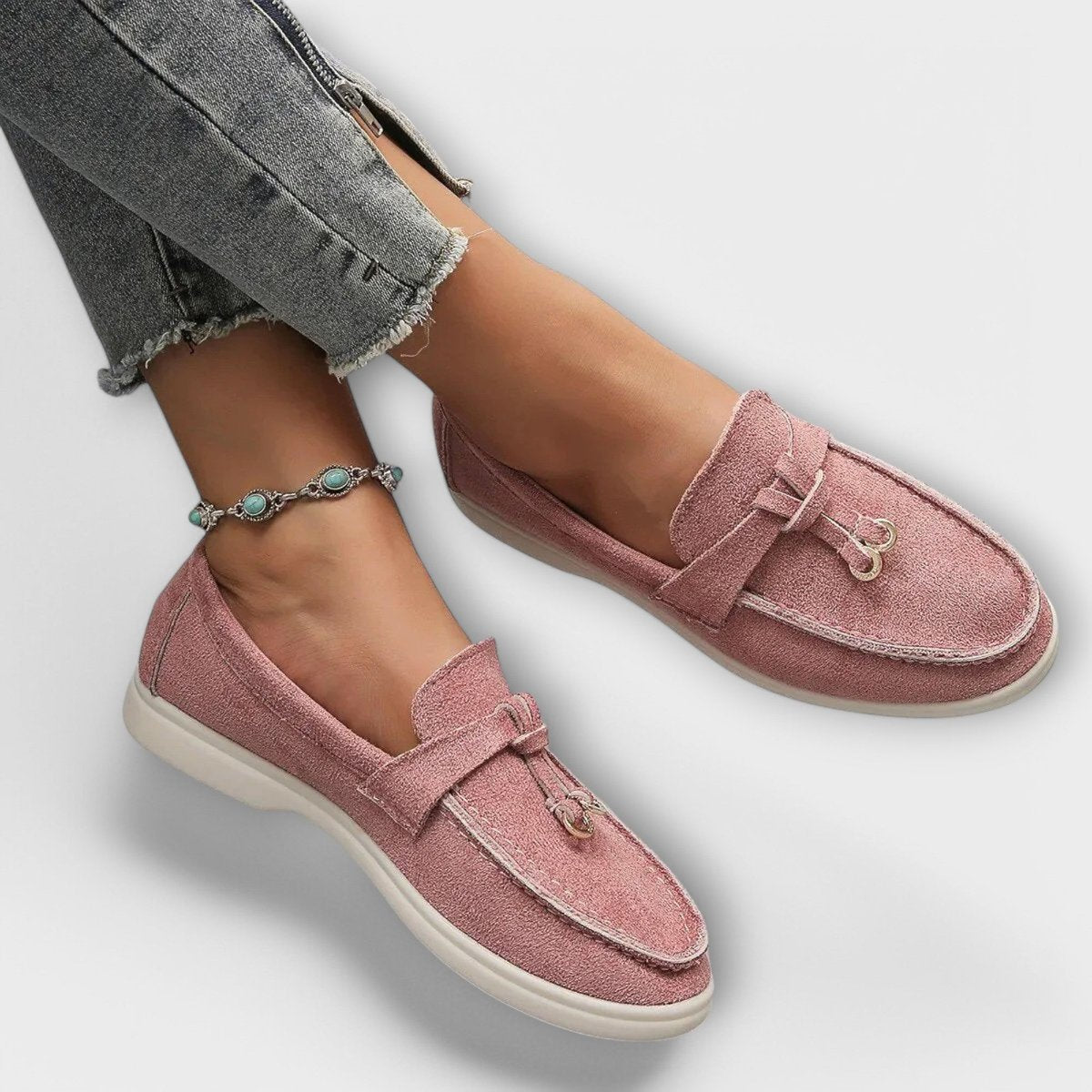 Women's Suede Slip-On Loafers Flat Casual Everyday Shoe - Pink
