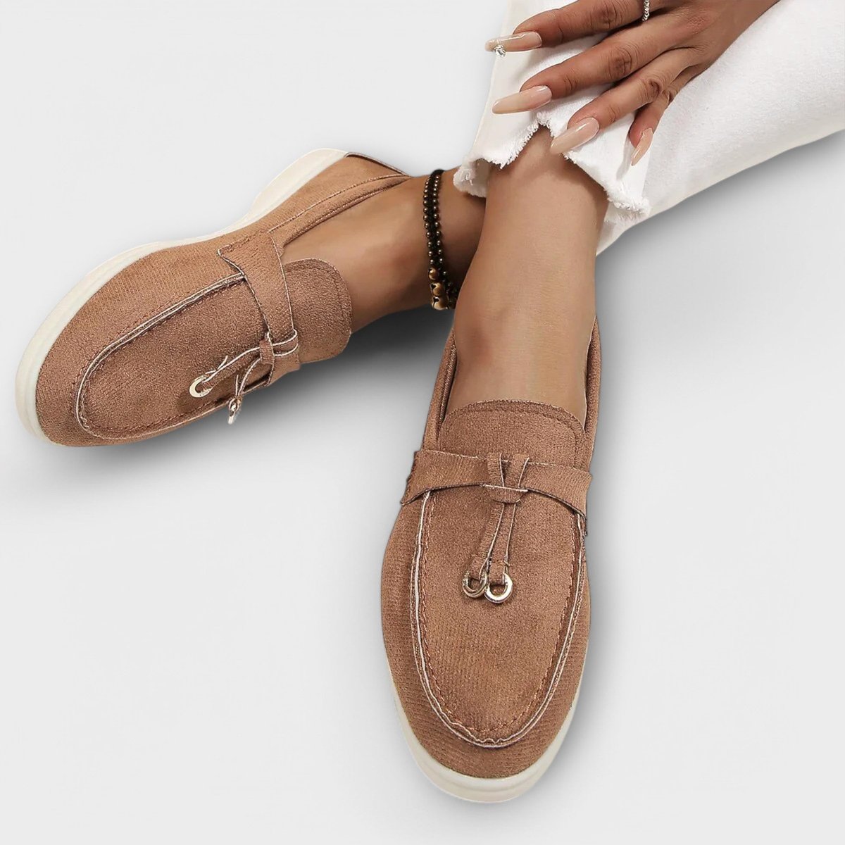 Women's Suede Slip-On Loafers Flat Casual Everyday Shoe - Brown
