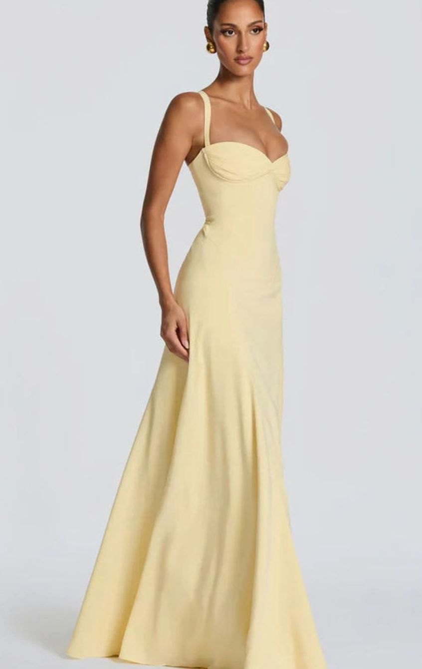 Women's Sweetheart Lace-Up Back Thin Strap Flared Maxi Dress