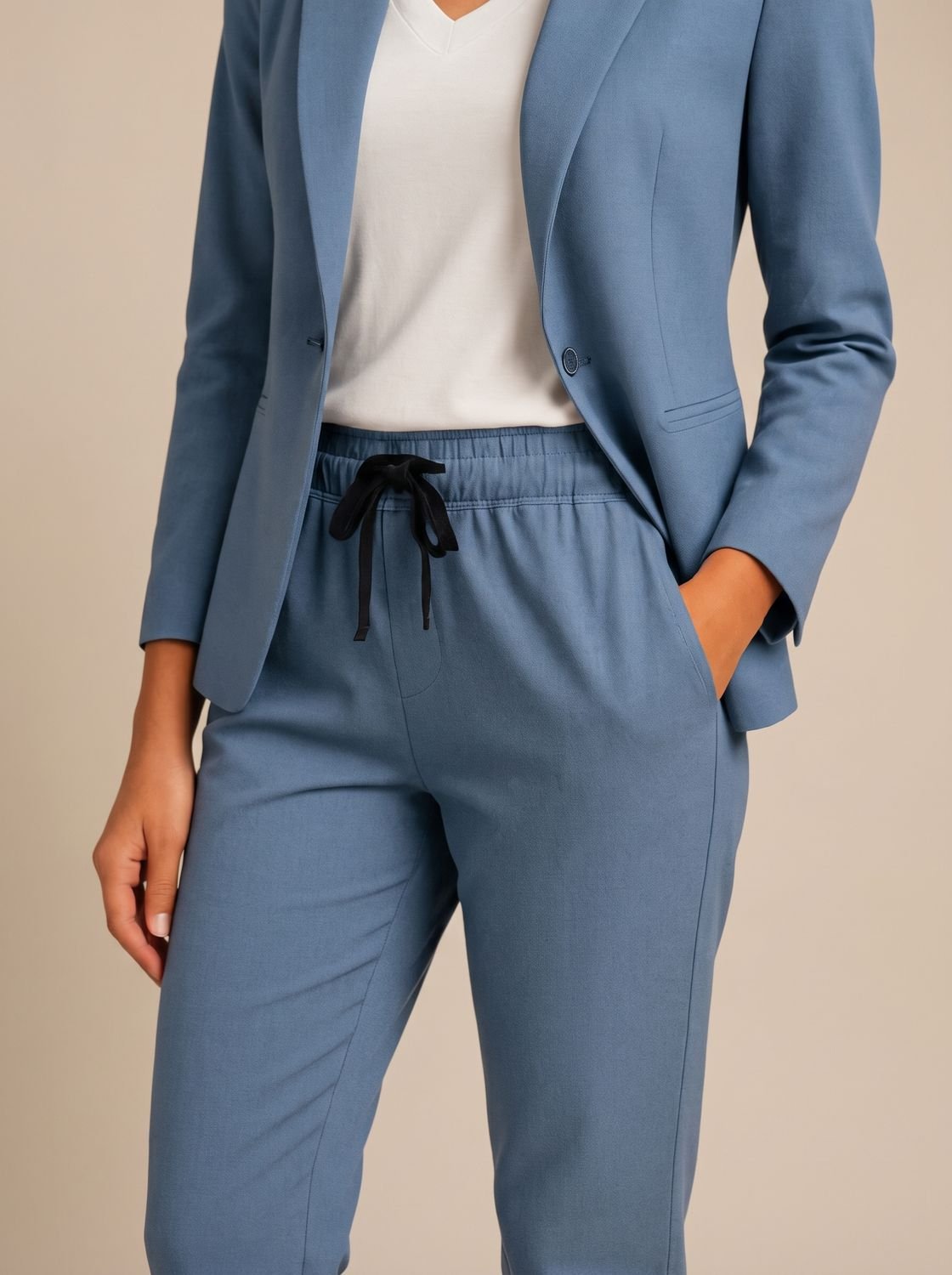 Women's Tailored Blazer Jogger Pants Two-Piece Suit Set