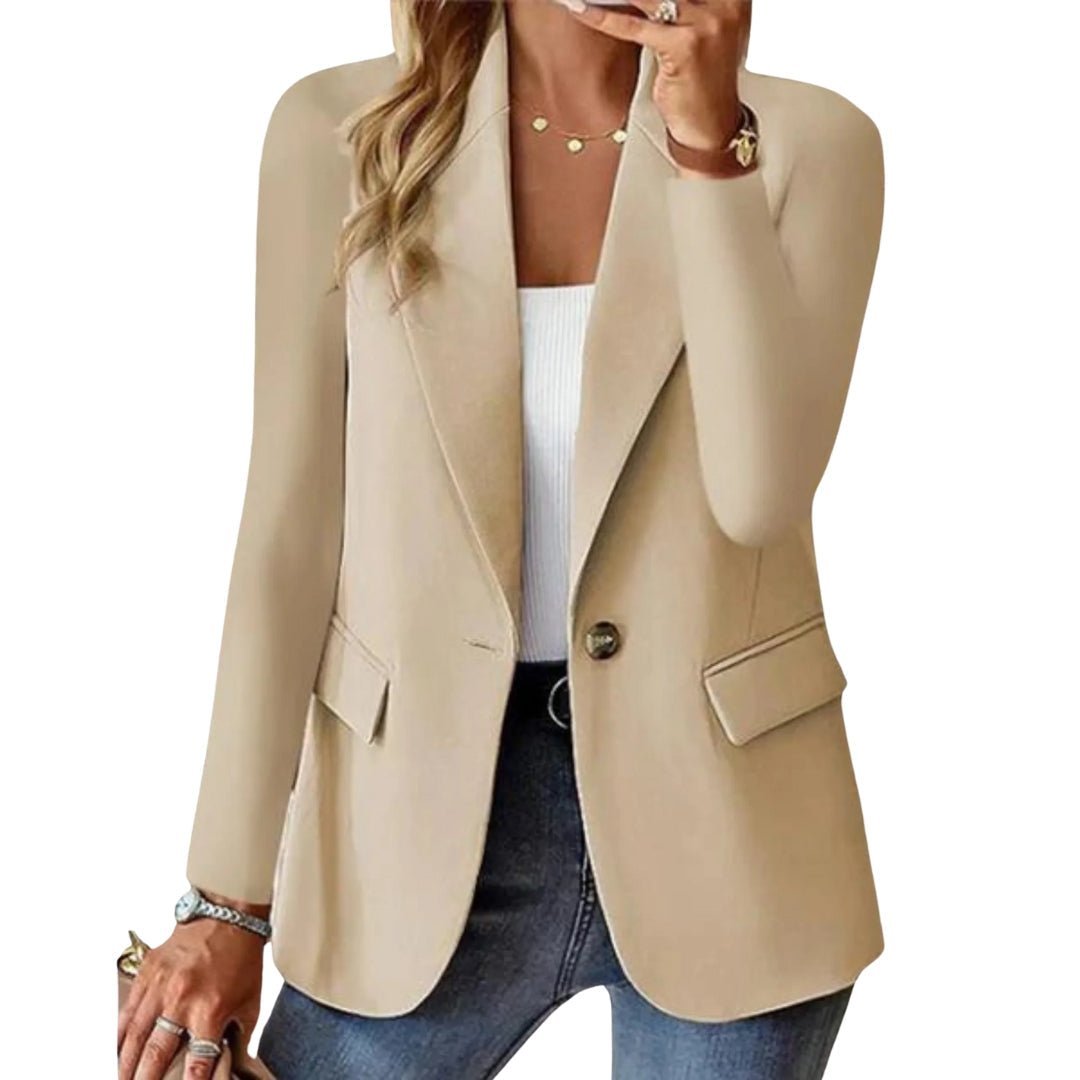 Women's Tailored Blazer Single Button Professional - Beige