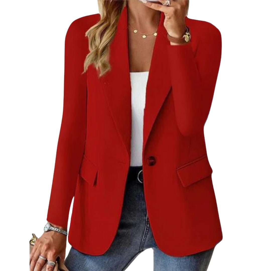 Women's Tailored Blazer Single Button Professional - Red