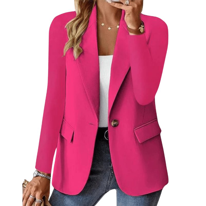 Women's Tailored Blazer Single Button Professional - Pink