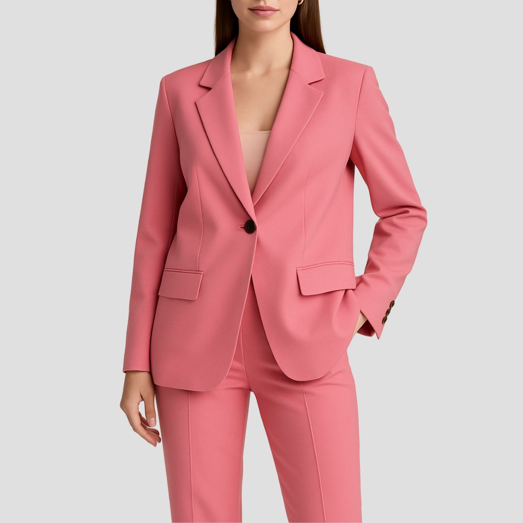 Women's Tailored Fluid Crepe Two-Piece Blazer Suit - Pink