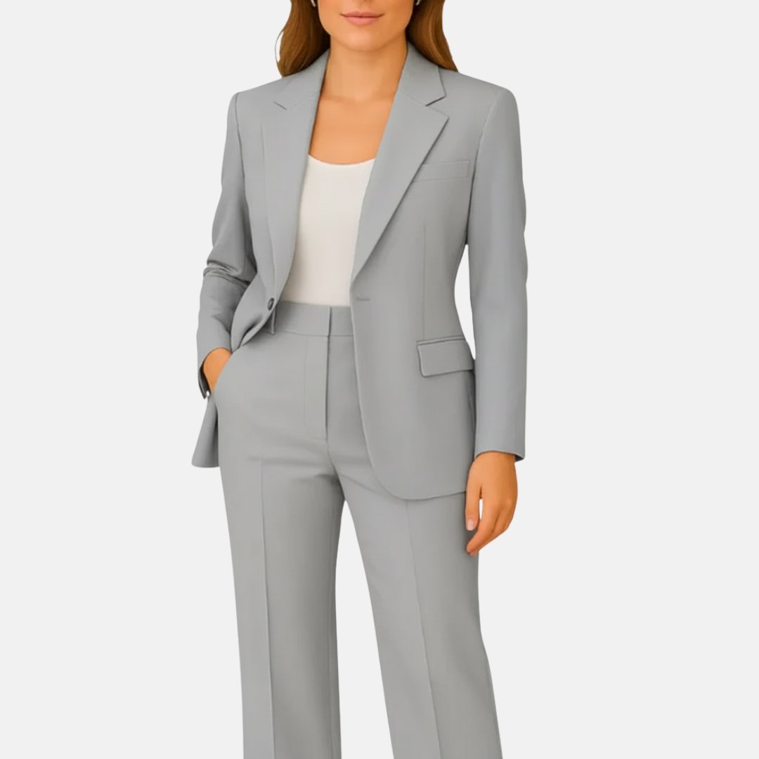 Women's Tailored Fluid Crepe Two-Piece Blazer Suit - Grey