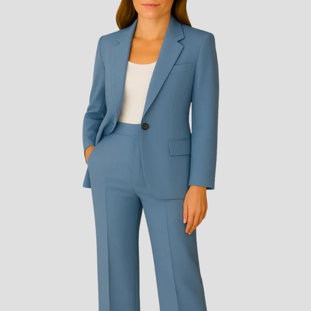 Women's Tailored Fluid Crepe Two-Piece Blazer Suit - Blue
